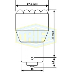 ΛΑΜΠΑ TRIFA LED 12V-120mA BA15s (Καρύδι κόκκινο)
