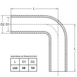 ΚΟΛΛΑΡΟ ΝΕΡΟΥ ΓΩΝΙΑ 150mmx150mm  Φ48mm
